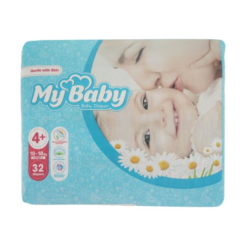 پوشک کودک مای بیبی مدل مهربان با پوست سایز 4 پلاس بسته 32 عددی